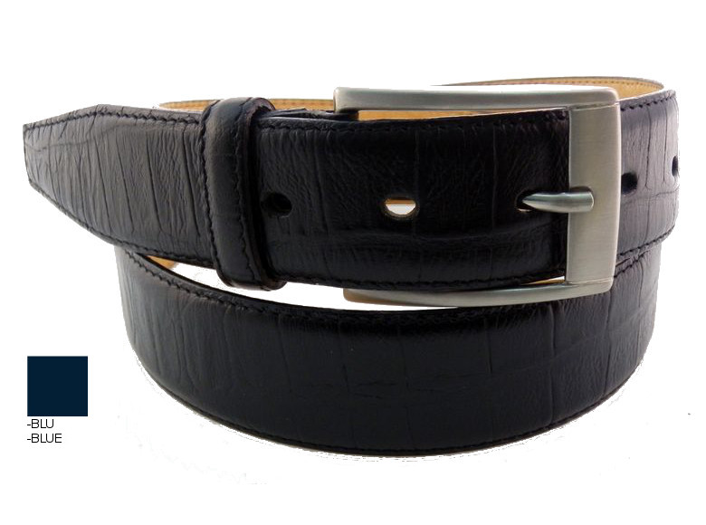 Cintura in vitello stampato - blu - mm35